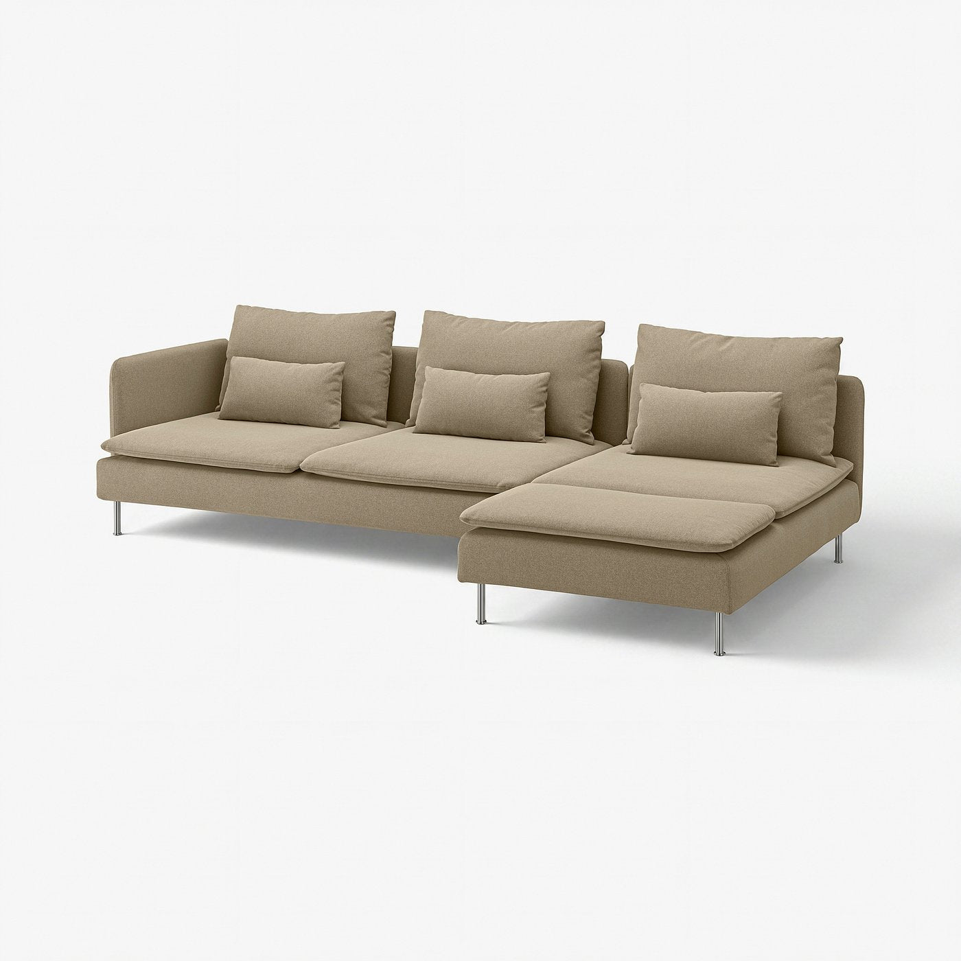 SÖDERHAMN 4-seat sofa with chaise longue, and open end/Johanneshov brown-beige, 285 cm