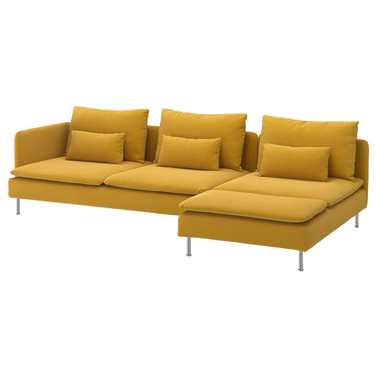 SÖDERHAMN 4-seat sofa with chaise longue, and open end/Kelinge dark yellow, 285 cm