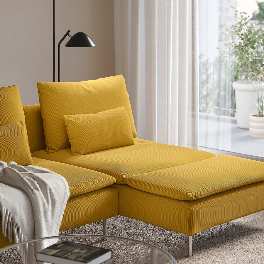 SÖDERHAMN 4-seat sofa with chaise longue, and open end/Kelinge dark yellow, 285 cm