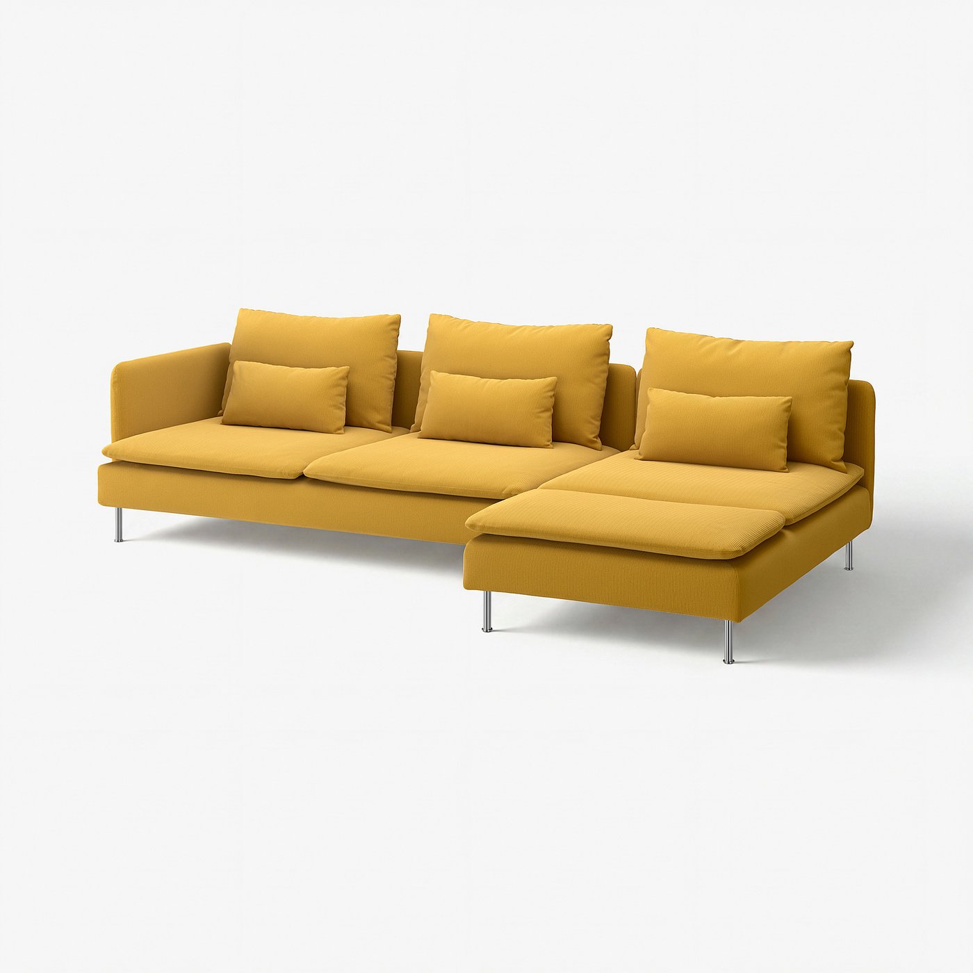 SÖDERHAMN 4-seat sofa with chaise longue, and open end/Kelinge dark yellow, 285 cm