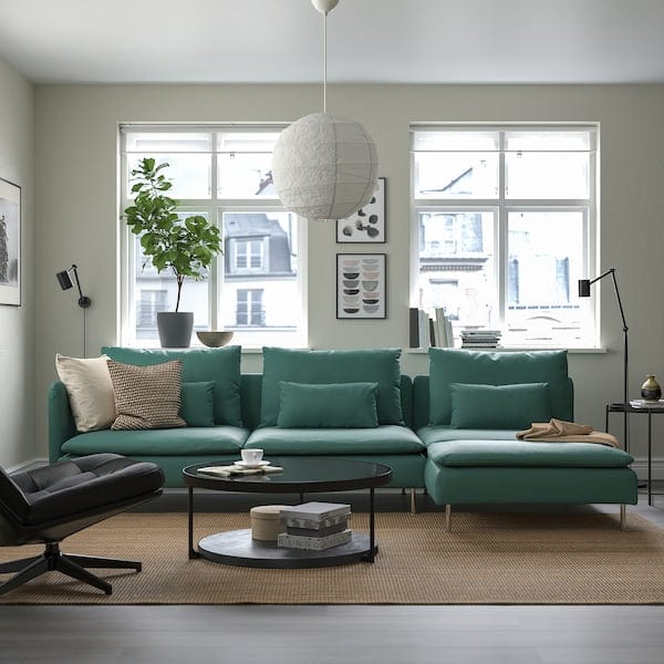 Ikea SÖDERHAMN - 4-seater sofa with chaise-longue and open Kelinge/grey-turquoise end piece