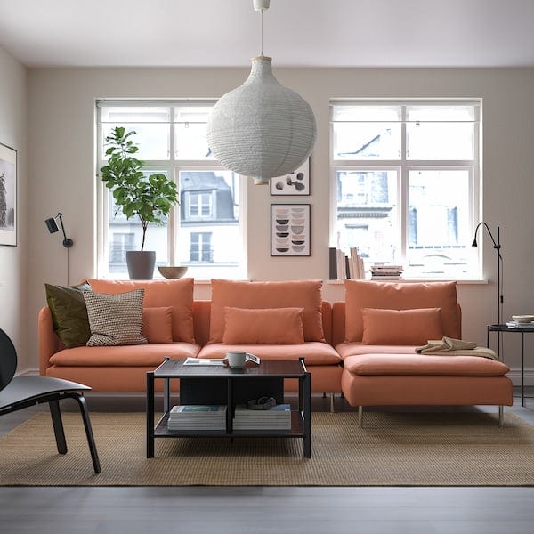 Ikea SÖDERHAMN - 4-seater sofa with chaise-longue, and Kelinge/rust open end piece