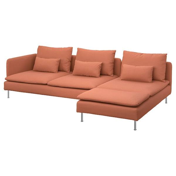 SÖDERHAMN - 4-seater sofa with chaise-longue, and Kelinge/rust open end piece