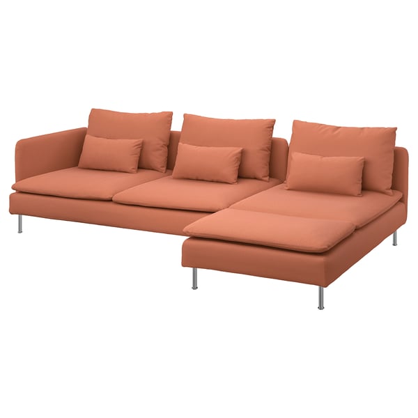 SÖDERHAMN 4-seat sofa with chaise longue, and open end Kelinge/rust, 285 cm