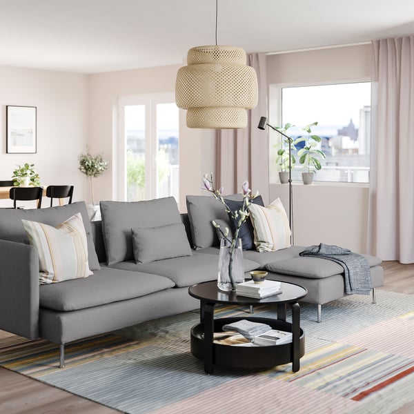 SÖDERHAMN 4-seat sofa with chaise longue, and open end Tonerud/grey, 285 cm