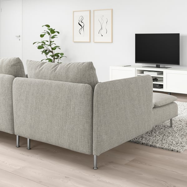 SÖDERHAMN 4-seat sofa, with chaise longue and open end/Viarp beige/brown, 285 cm