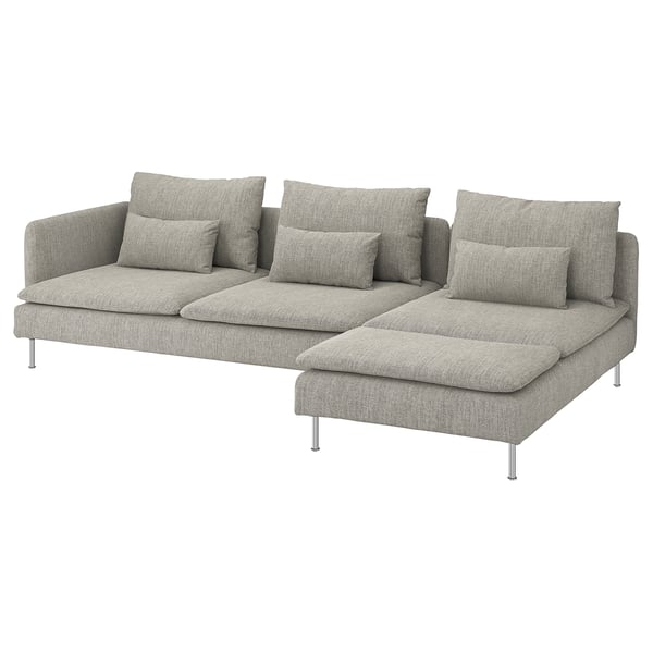 SÖDERHAMN 4-seat sofa, with chaise longue and open end/Viarp beige/brown, 285 cm
