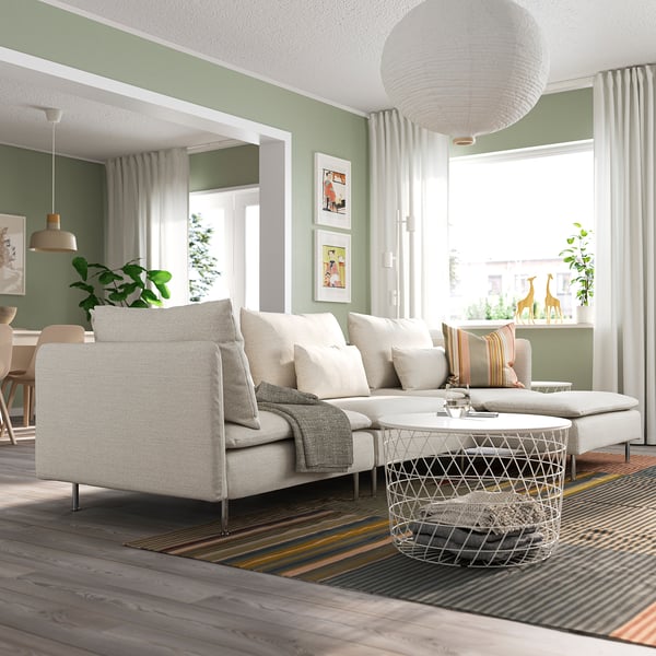 SÖDERHAMN 4-seat sofa with chaise longue, Gunnared beige, 291 cm