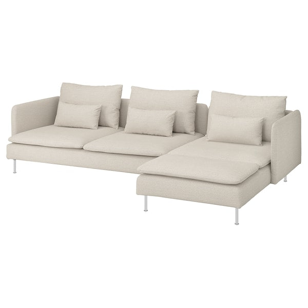 SÖDERHAMN - 4-seater sofa with chaise-longue, Gunnared beige