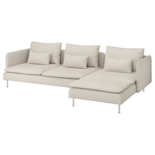 SÖDERHAMN 4-seat sofa with chaise longue, Gunnared beige, 291 cm