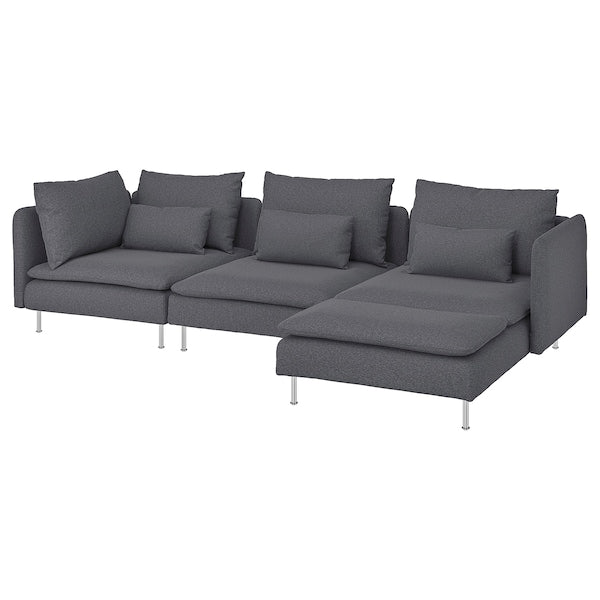 SÖDERHAMN - 4-seater sofa with chaise-longue, Gunnared smoke grey
