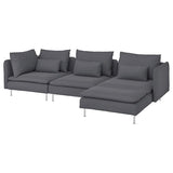 SÖDERHAMN 4-seat sofa with chaise longue, Gunnared medium grey, 291 cm