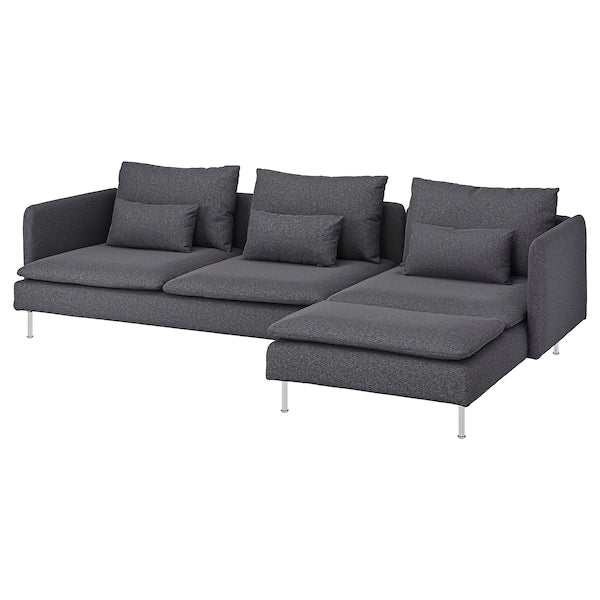 SÖDERHAMN - 4-seater sofa with chaise-longue, Gunnared smoke grey