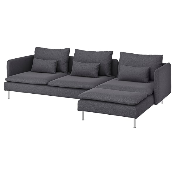 SÖDERHAMN 4-seat sofa with chaise longue, Gunnared medium grey, 291x14x151 cm