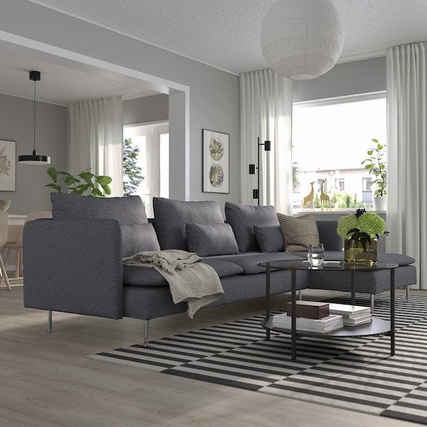 Ikea SÖDERHAMN - 4-seater sofa with chaise-longue, Gunnared smoke grey