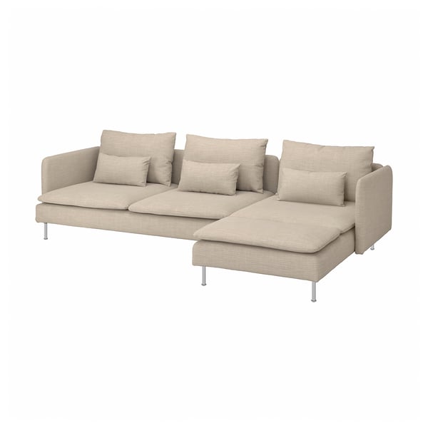 SÖDERHAMN 4-seat sofa, with chaise longue/Hillared beige, 291 cm