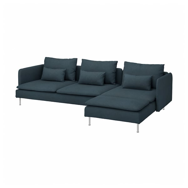 SÖDERHAMN 4-seat sofa, with chaise longue/Hillared dark blue, 291 cm