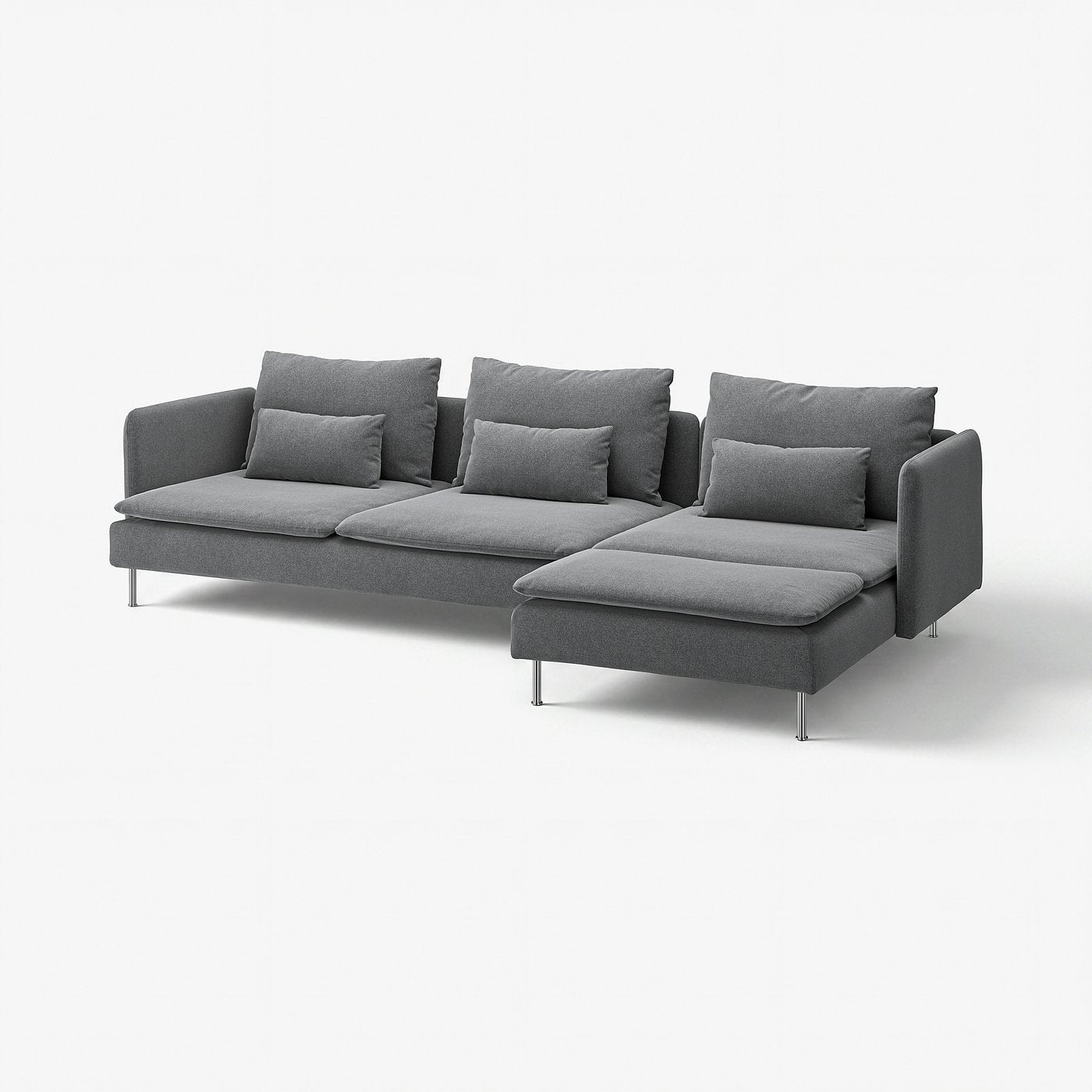 SÖDERHAMN 4-seat sofa, with chaise longue/Johanneshov dark grey, 291 cm