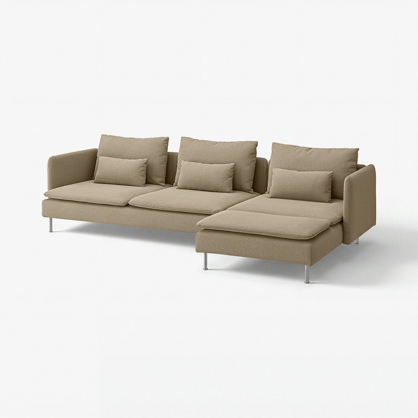 SÖDERHAMN 4-seat sofa, with chaise longue/Johanneshov brown-beige, 291 cm