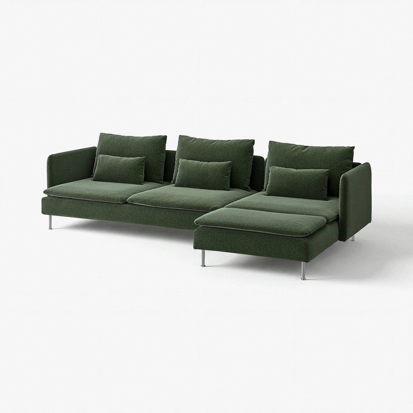 SÖDERHAMN 4-seat sofa, with chaise longue/Johanneshov dark green, 291 cm