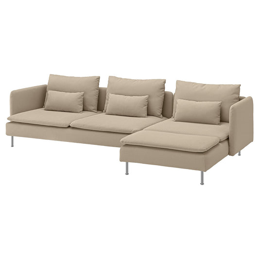 SÖDERHAMN 4-seat sofa, with chaise longue/Kelinge beige, 291 cm