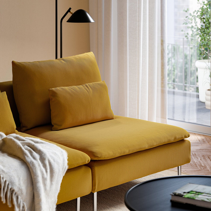 SÖDERHAMN 4-seat sofa, with chaise longue/Kelinge dark yellow, 291 cm