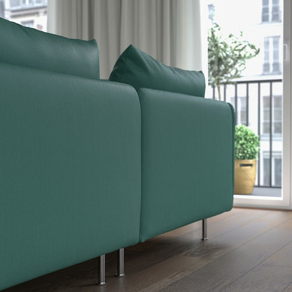 SÖDERHAMN - 4-seater sofa with chaise-longue, Kelinge grey-turquoise