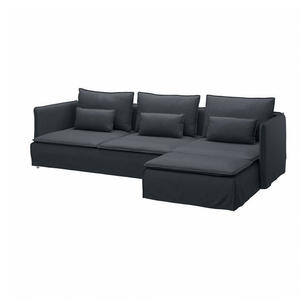 SÖDERHAMN 4-seater sofa with chaise-longue, Knäbäck anthracite