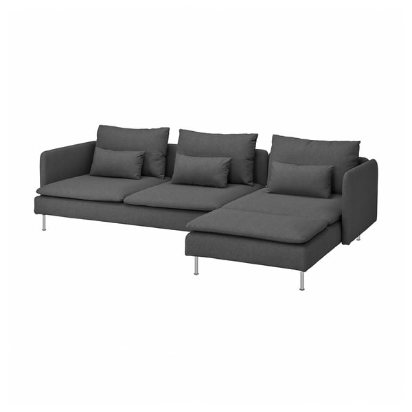 SÖDERHAMN 4-seat sofa with chaise longue, Tallmyra medium grey, 291x14x151 cm