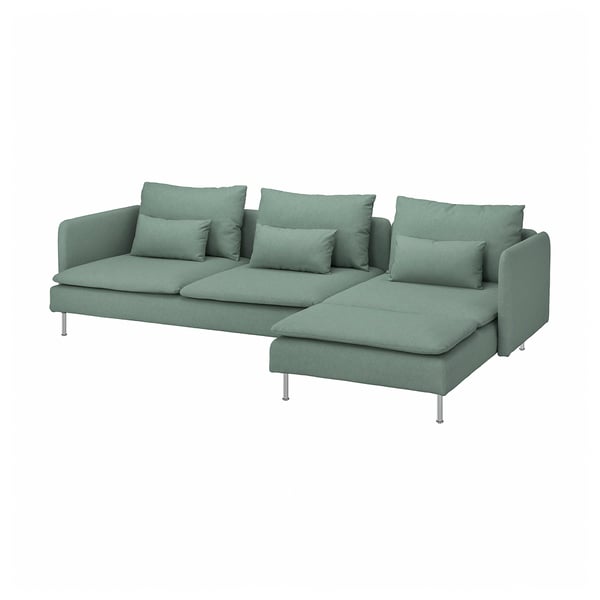 SÖDERHAMN 4-seat sofa with chaise longue, Tallmyra light green, 291x14x151 cm