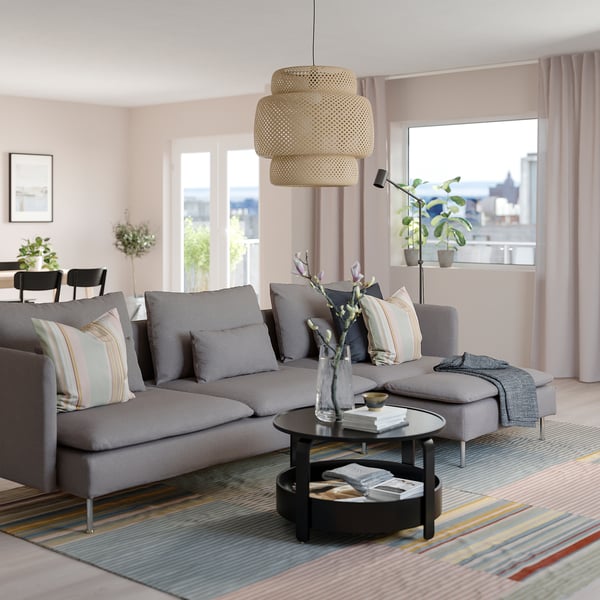 SÖDERHAMN 4-seat sofa with chaise longue, Tonerud grey, 291 cm