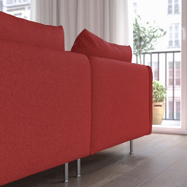 SÖDERHAMN - 4-seater sofa with chaise-longue, Tonerud red