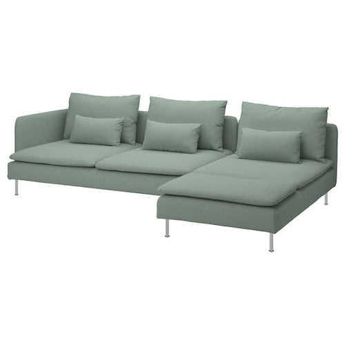 SÖDERHAMN 4-seat sofa with chaise longue, with open end/Tallmyra light green, 291x14x151 cm