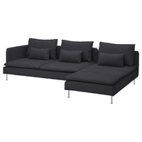 SÖDERHAMN 4-seat sofa with chaise longue, with open end/Hillared anthracite, 291 cm