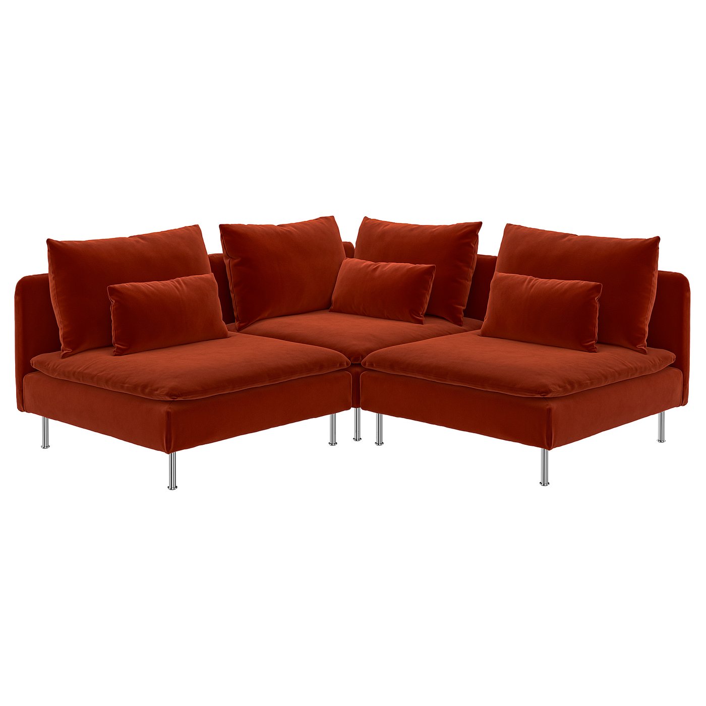 SÖDERHAMN corner sofa, 3-seat, Alhamn deep orange-red