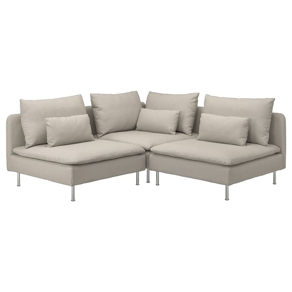 SÖDERHAMN corner sofa, 3-seat, Fridtuna light beige, 192x14x99 cm