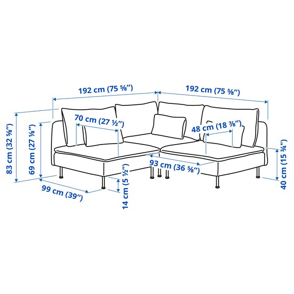 SÖDERHAMN 3-seater corner sofa, Fridtuna light beige ,