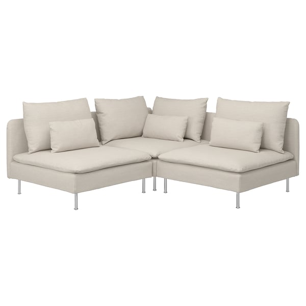 SÖDERHAMN corner sofa, 3-seat, Gunnared beige, 192x14x99 cm