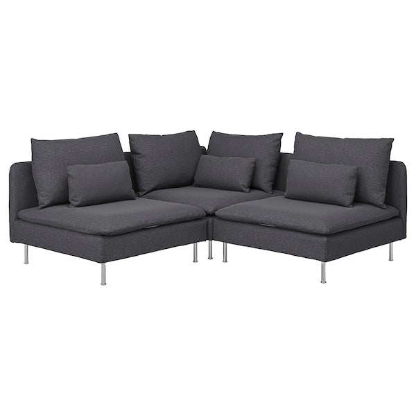 SÖDERHAMN - 3-seater corner sofa, Gunnared smoke grey