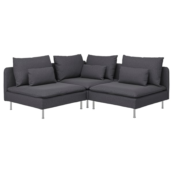 SÖDERHAMN corner sofa, 3-seat, Gunnared medium grey, 192x14x99 cm