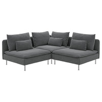 SÖDERHAMN corner sofa, 3-seat, Johanneshov dark grey