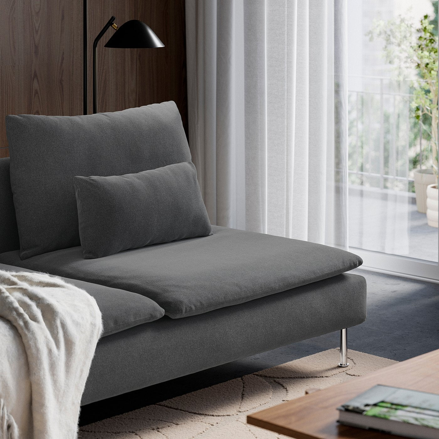 SÖDERHAMN corner sofa, 3-seat, Johanneshov dark grey