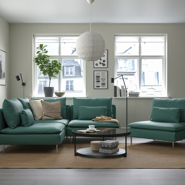 SÖDERHAMN - 3-seater corner sofa, Kelinge grey-turquoise