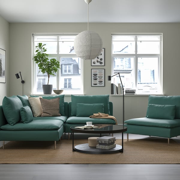 SÖDERHAMN - 3-seater corner sofa, Kelinge grey-turquoise