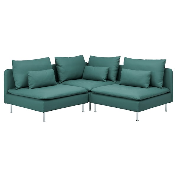 SÖDERHAMN - 3-seater corner sofa, Kelinge grey-turquoise