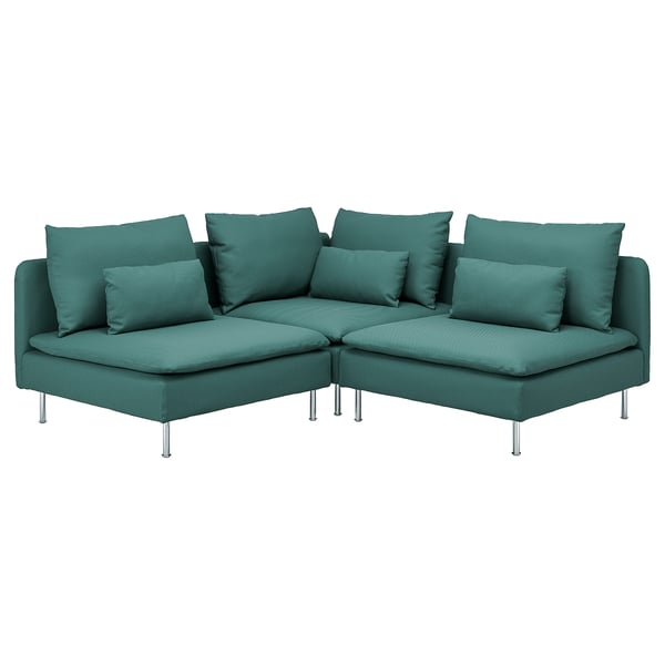 SÖDERHAMN - 3-seater corner sofa, Kelinge grey-turquoise