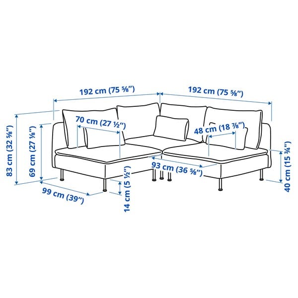 Ikea SÖDERHAMN - 3-seater corner sofa, Tallmyra light green ,