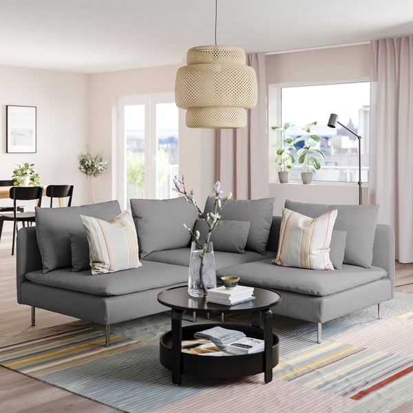 SÖDERHAMN 3-seater corner sofa, Tonerud grey ,