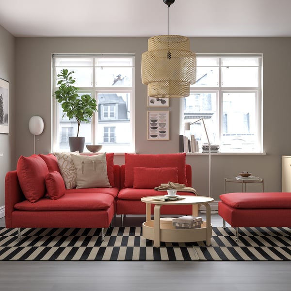 SÖDERHAMN corner sofa, 3-seat, Tonerud red, 192x14x99 cm