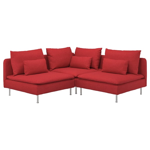 SÖDERHAMN corner sofa, 3-seat, Tonerud red, 192x14x99 cm